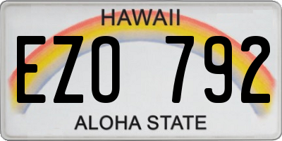 HI license plate EZO792