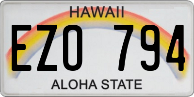 HI license plate EZO794