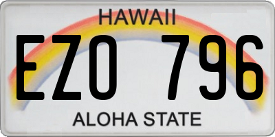 HI license plate EZO796