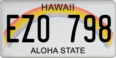 HI license plate EZO798