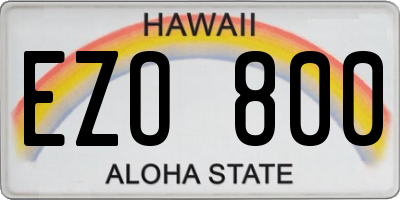 HI license plate EZO800