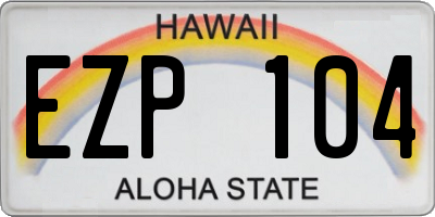HI license plate EZP104