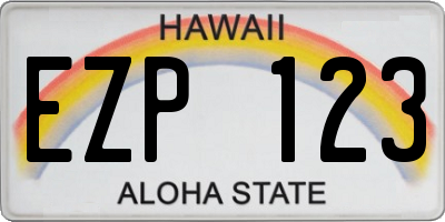 HI license plate EZP123