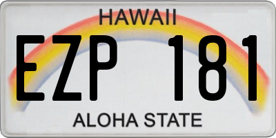 HI license plate EZP181