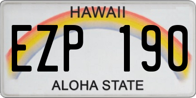HI license plate EZP190