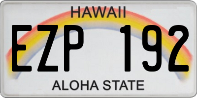HI license plate EZP192