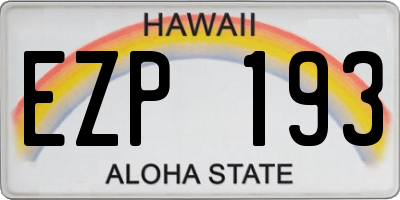 HI license plate EZP193