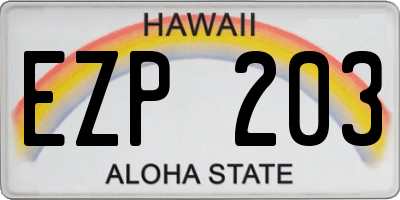 HI license plate EZP203