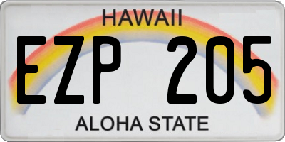 HI license plate EZP205
