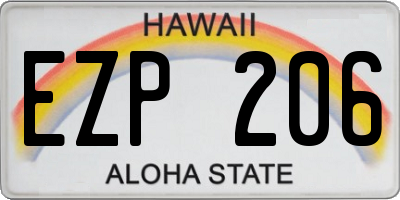 HI license plate EZP206