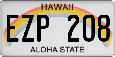 HI license plate EZP208