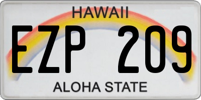 HI license plate EZP209