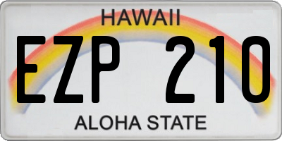 HI license plate EZP210