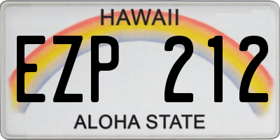 HI license plate EZP212