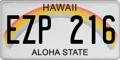 HI license plate EZP216