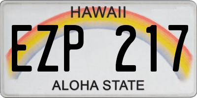 HI license plate EZP217