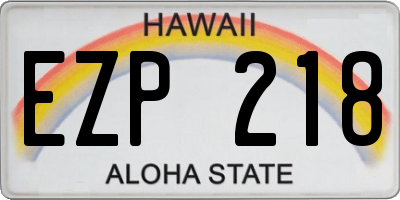 HI license plate EZP218