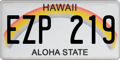 HI license plate EZP219