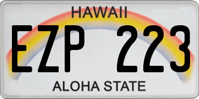 HI license plate EZP223