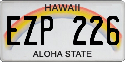 HI license plate EZP226