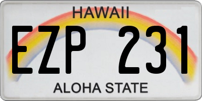 HI license plate EZP231