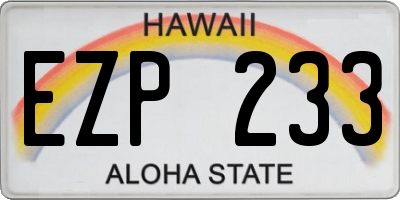 HI license plate EZP233