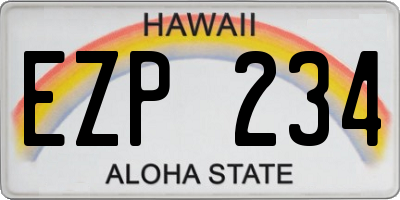 HI license plate EZP234