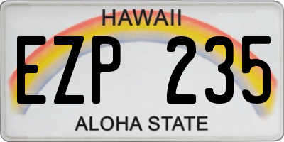 HI license plate EZP235