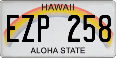 HI license plate EZP258