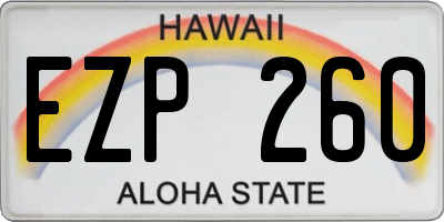HI license plate EZP260