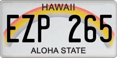 HI license plate EZP265
