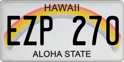 HI license plate EZP270