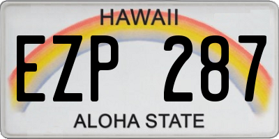 HI license plate EZP287