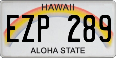 HI license plate EZP289