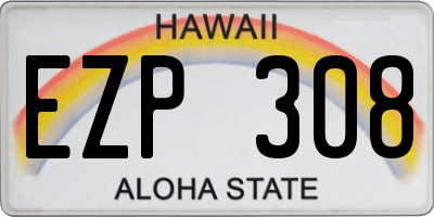 HI license plate EZP308