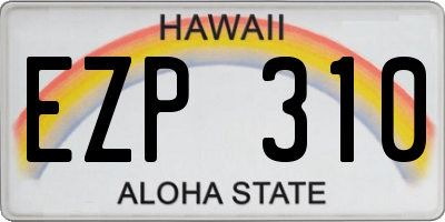 HI license plate EZP310