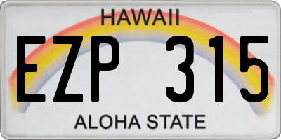 HI license plate EZP315