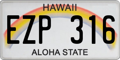 HI license plate EZP316