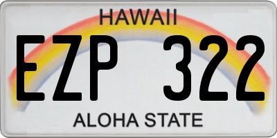 HI license plate EZP322
