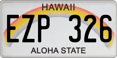 HI license plate EZP326