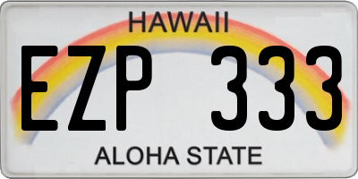 HI license plate EZP333