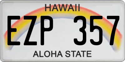 HI license plate EZP357