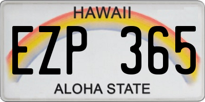 HI license plate EZP365
