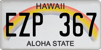HI license plate EZP367