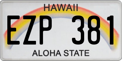HI license plate EZP381