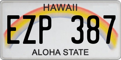 HI license plate EZP387