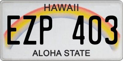 HI license plate EZP403