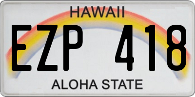 HI license plate EZP418