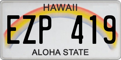 HI license plate EZP419