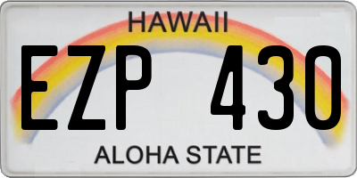 HI license plate EZP430